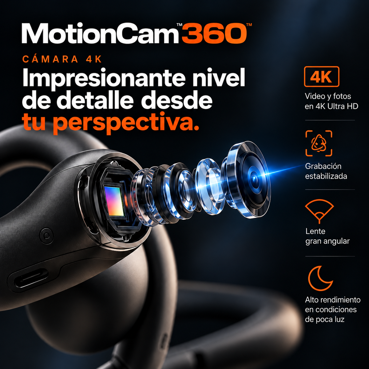 VisionGo CamPods™ – Auriculares Deportivos con Cámara POV 1080P